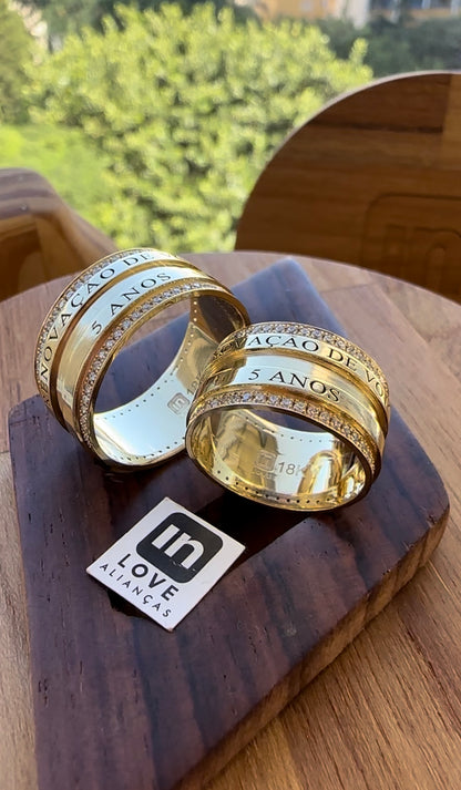 Alianças de Casamento em Ouro 18k - Modelo Coragem | 10mm | 12x R$1.241.66