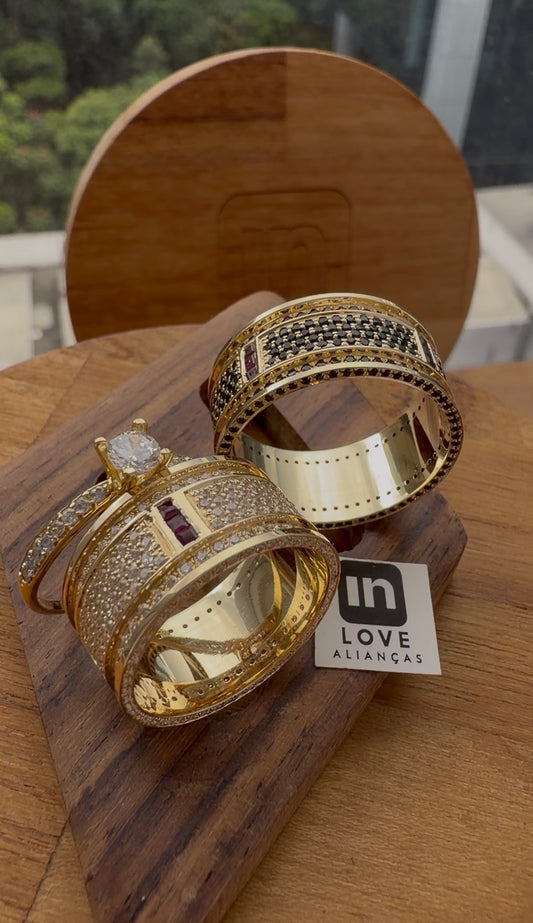 Par de Alianças em Ouro 18k - Modelo Fidelidade Duo | 10mm | 12x R$2.599.
