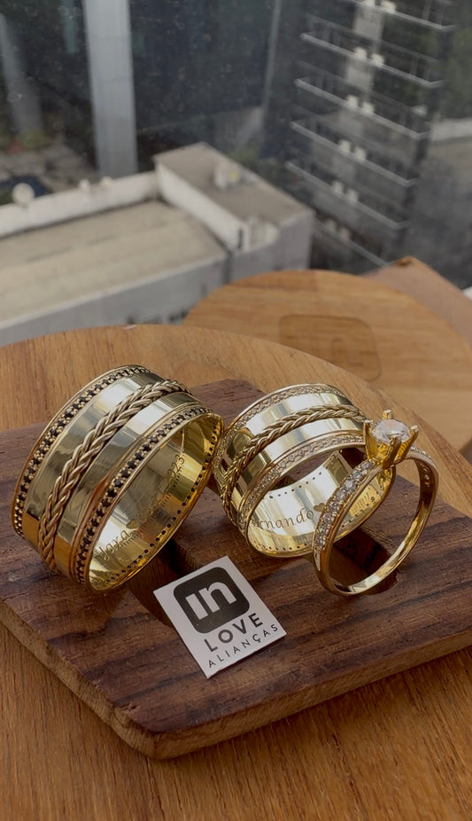 Par de Alianças em Ouro 18k - Modelo Jeito de Sentir | 10mm | 12x R$1.399.