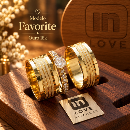 Par de Alianças em Ouro 18k - Modelo Favorite | 8mm | 12x R$758