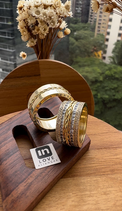 Alianças de Casamento em Ouro 18k - Modelo A Gente Junto | 10mm | 12x R$1.890