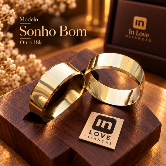Par de Alianças em Ouro 18k - Modelo Sonho Bom | 7mm | 12x R$649