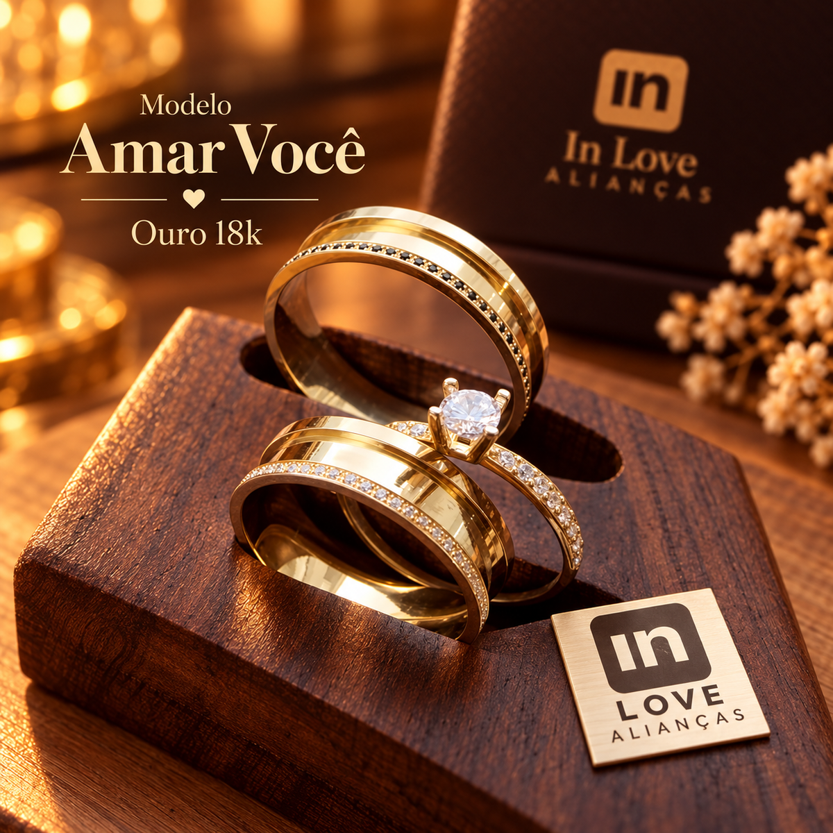 Par de Alianças em Ouro 18k - Modelo Amar Você | 6mm | 12x R$649