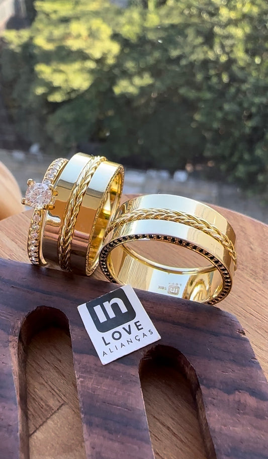 Alianças de Casamento em Ouro 18k - Modelo Talismã | 8mm | 12x R$999