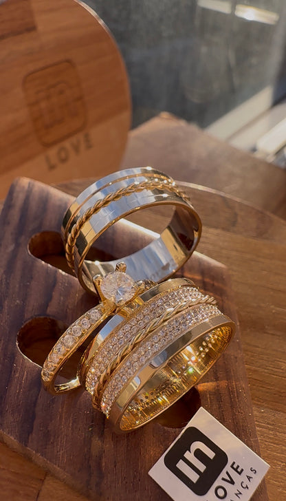 Par de Alianças em Ouro 18k - Modelo Desejo | 8mm | 12x R$899