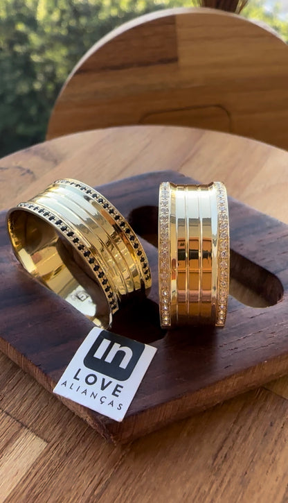 Alianças de Casamento em Ouro 18k - Modelo Paraíso | 8mm | 12x R$666