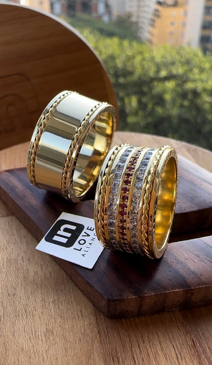 Alianças de Casamento em Ouro 18k - Modelo Ágape | 10mm | 12x R$1996.16