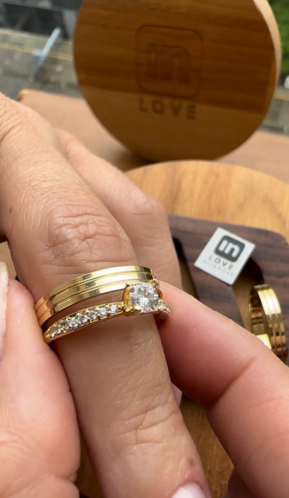 Par de Alianças em Ouro 18k - Modelo Minha Vida | 3mm |12x R$199