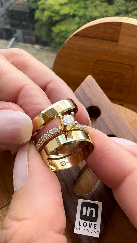 Par de Alianças em Ouro 18k - Modelo Sonho Bom | 4mm | 12x R$299