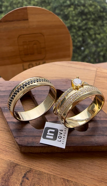 Par de Alianças em Ouro 18k - Modelo Paisagem | 6mm | 12x R$1.333