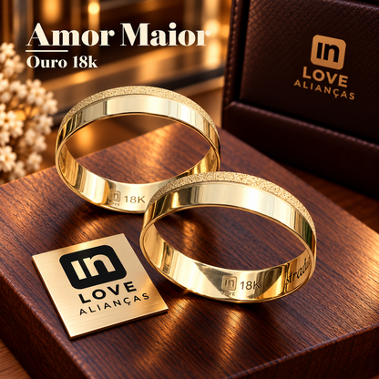 Alianças de Casamento em Ouro 18k - Modelo Amor Maior | 5mm | 12x R$324