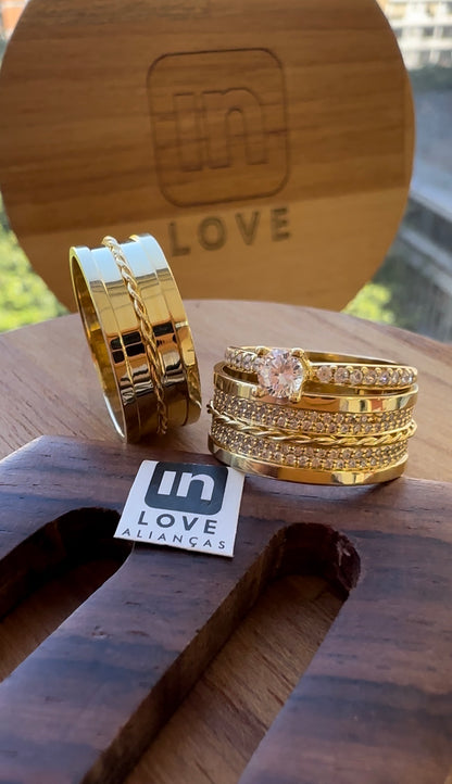 Alianças de Casamento em Ouro 18k - Modelo Desejo | 8mm | 12x R$861,66