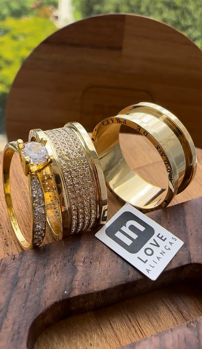 Par de Alianças em Ouro 18k - Modelo Intense | 8mm | 12x R$999