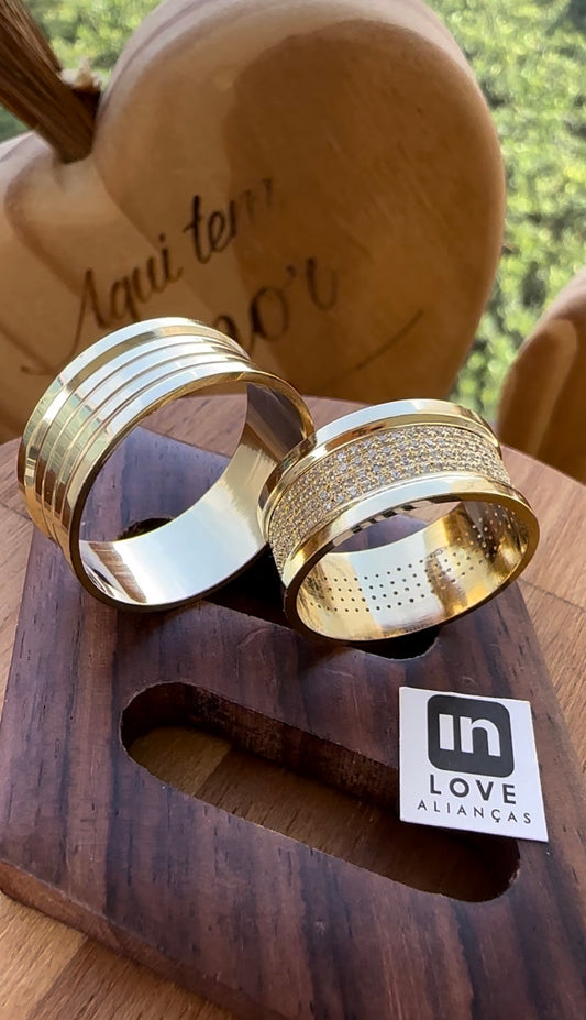Alianças de Casamento em Ouro 18k - Modelo Maldivas | 9mm | 12x R$833
