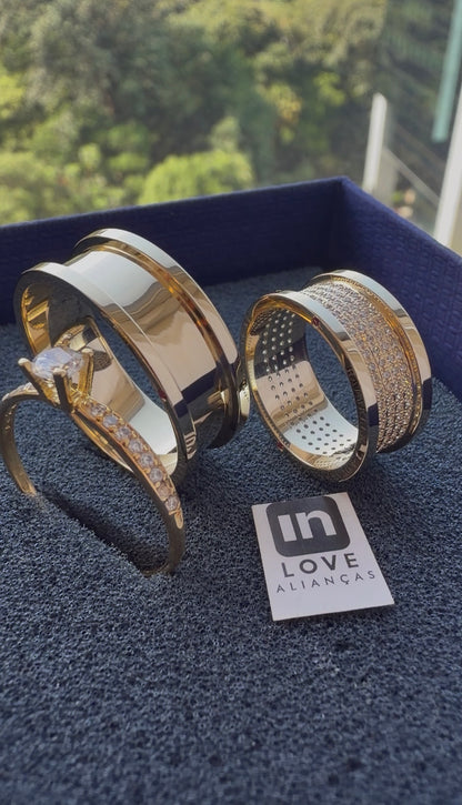 Par de Alianças em Ouro 18k - Modelo Intense | 8mm | 12x R$1.199.
