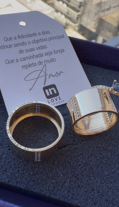 Par de Alianças em Ouro 18k - Modelo Eu Amo Você | 10mm | 12x R$1.199.