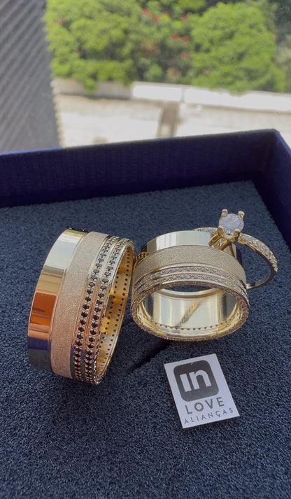 Par de Alianças em Ouro 18k - Modelo Declarações | 10mm | 12x R$1.299.
