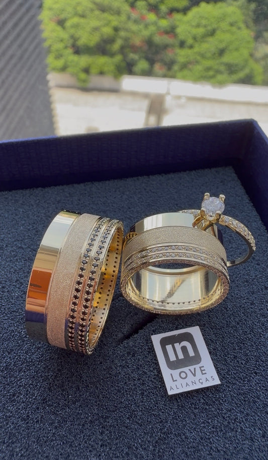 Par de Alianças em Ouro 18k - Modelo Declarações | 10mm | 12x R$1.299.