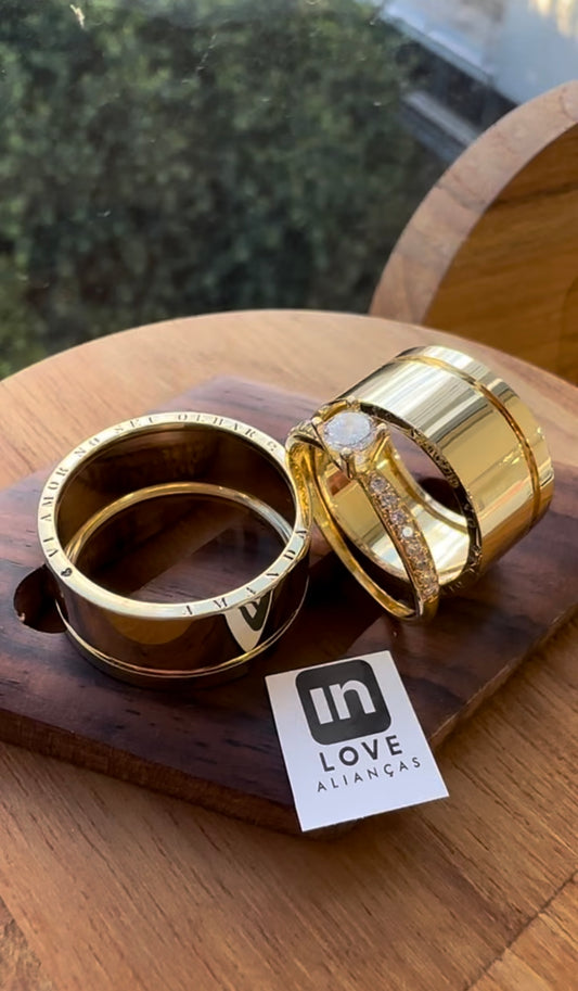 Alianças de Casamento em Ouro 18k - Modelo Afago | 10mm | 12x R$916
