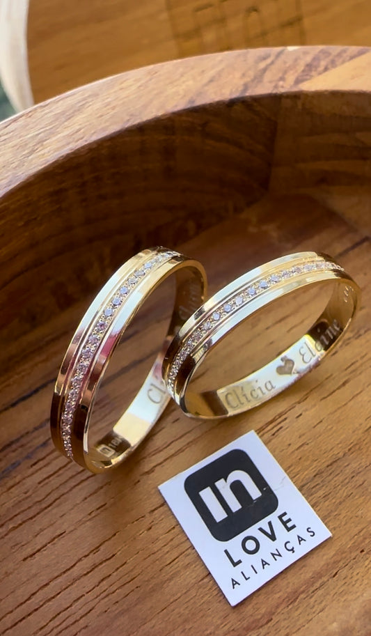 Alianças de Casamento em Ouro 18k - Modelo Mimosinha Duo | 3mm | 12x R$249
