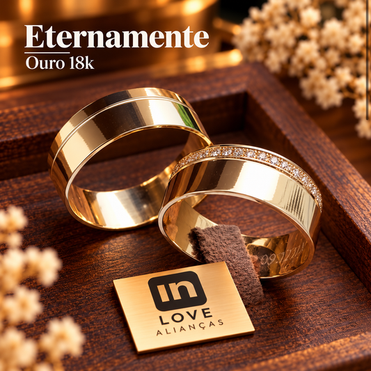 Par de Alianças em Ouro 18k - Modelo Eternamente | 7mm | 12x R$649
