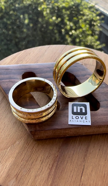 Par de Alianças em Ouro 18k - Modelo Laços Eternos | 8mm | 12x R$1.166