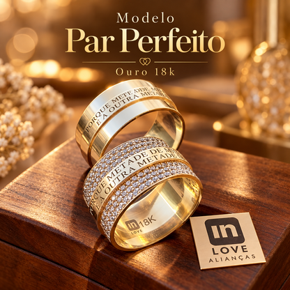 Par de Alianças em Ouro 18k - Modelo Par Perfeito | 10mm | 12x R$1.599.