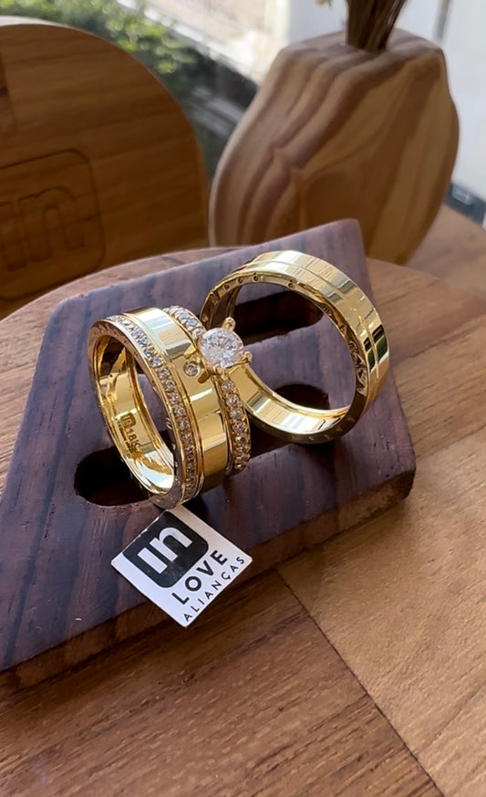 Alianças de Casamento em Ouro 18k - Modelo Lírios | 5mm | 12x R$661,66