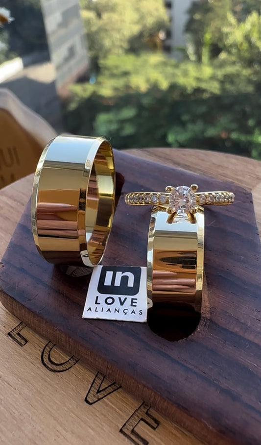 Alianças de Casamento em Ouro 18k - Modelo Sonho Bom | 8mm |12x R$583