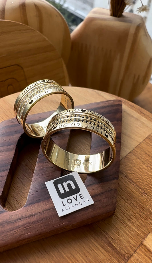 Alianças de Casamento em Ouro 18k - Modelo Desejo Nosso | 7mm | 12x R$833
