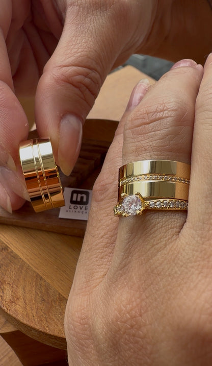 Par de Alianças em Ouro 18k - Modelo Mimosinha | 8mm | 12x R$758