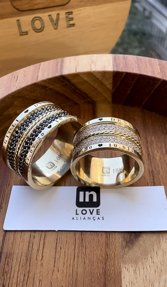 Alianças de Casamento em Ouro 18k - Modelo Desejo | 10mm | 12x R$1.249,16