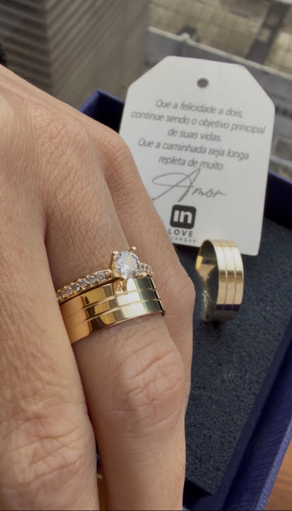 Par de Alianças em Ouro 18k - Modelo Mimosinha | 6mm | 12x R$433