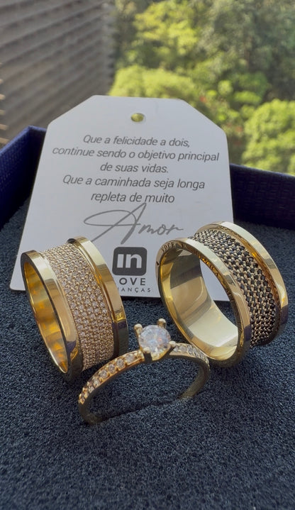 Par de Alianças em Ouro 18k - Modelo Intense Duo | 9mm | 12x R$1.499.