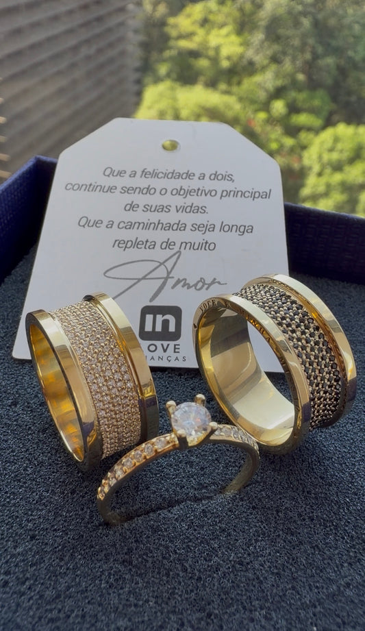 Par de Alianças em Ouro 18k - Modelo Intense Duo | 9mm | 12x R$1.499.