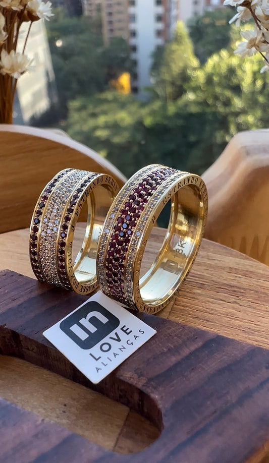 Alianças de Casamento em Ouro 18k - Modelo Miragem Duo | 6mm | 12x R$1.165,83