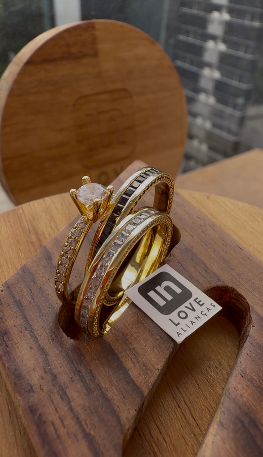 Par de Alianças em Ouro 18k - Modelo Meu Amor Duo | 3mm | 12x R$899