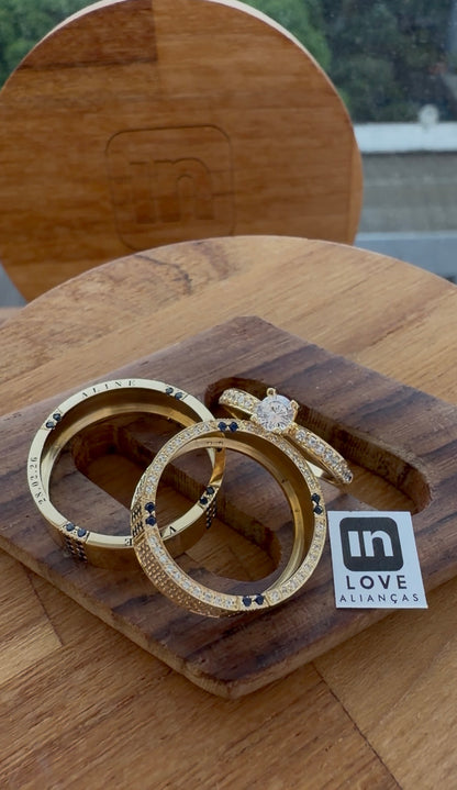 Par de Alianças em Ouro 18k - Modelo Eu Amo Você  | 6mm | 12x R$1.324.