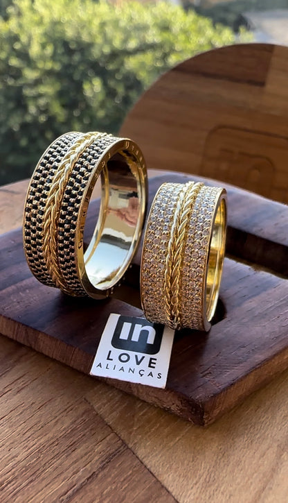 Alianças de Casamento em Ouro 18k - Modelo Eternity| 8mm | 12x R$1.333