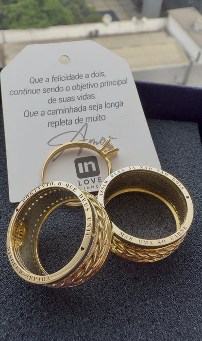 Par de Alianças em Ouro 18k - Modelo Nosso Santo Bateu | 10mm | 12x R$1.899.