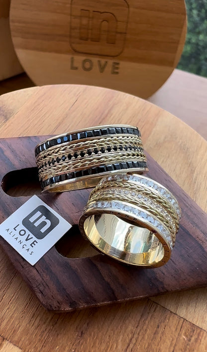 Alianças de Casamento em Ouro 18k - Modelo Nossa Paixão  | 10mm | 12x R$2.249