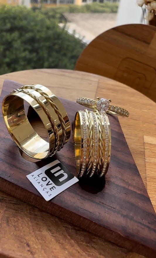 Alianças de Casamento em Ouro 18k - Modelo Momentos | 8mm | 12x R$890