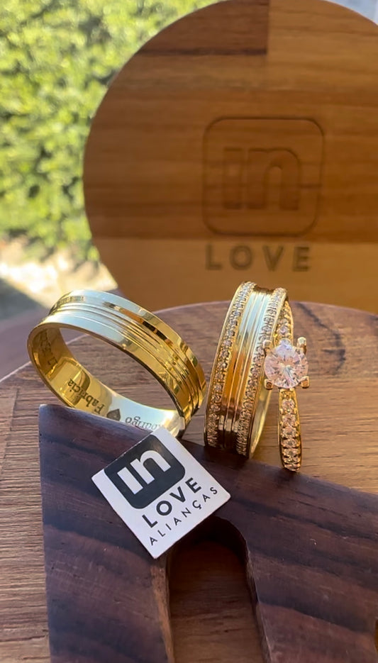 Alianças de Casamento em Ouro 18k - Modelo Paraíso | 5mm | 12x R$333