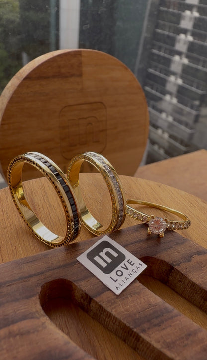 Par de Alianças em Ouro 18k - Modelo Meu Amor Duo | 3mm | 12x R$899