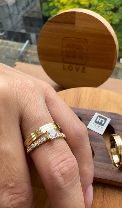 Par de Alianças em Ouro 18k - Modelo Minha Vida | 3mm |12x R$199