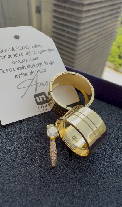 Par de Alianças em Ouro 18k - Modelo Joy | 10mm | 12x R$1.199.