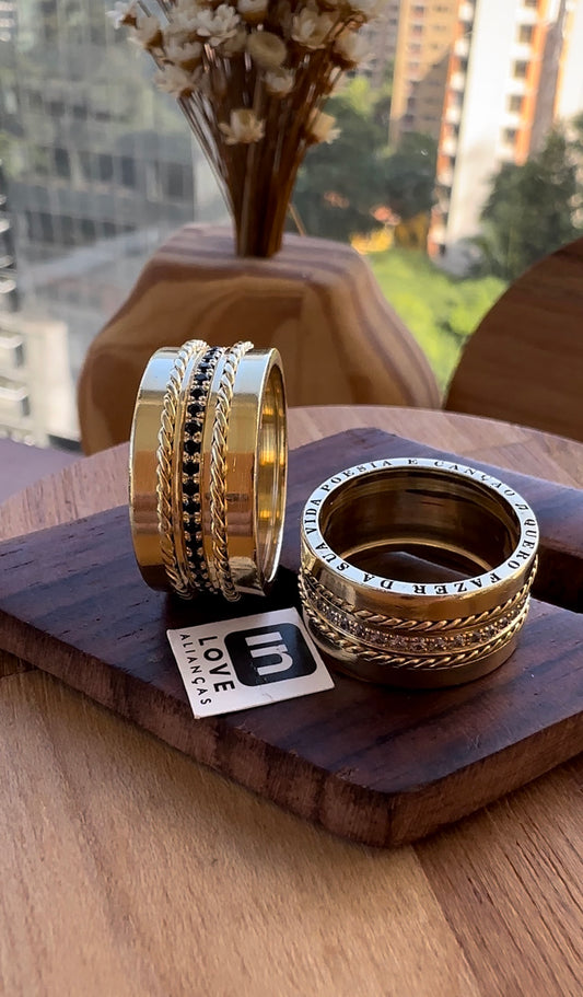 Alianças de Casamento em Ouro 18k - Modelo Bem Que Se Quis | 10mm | 12x R$1.723,33