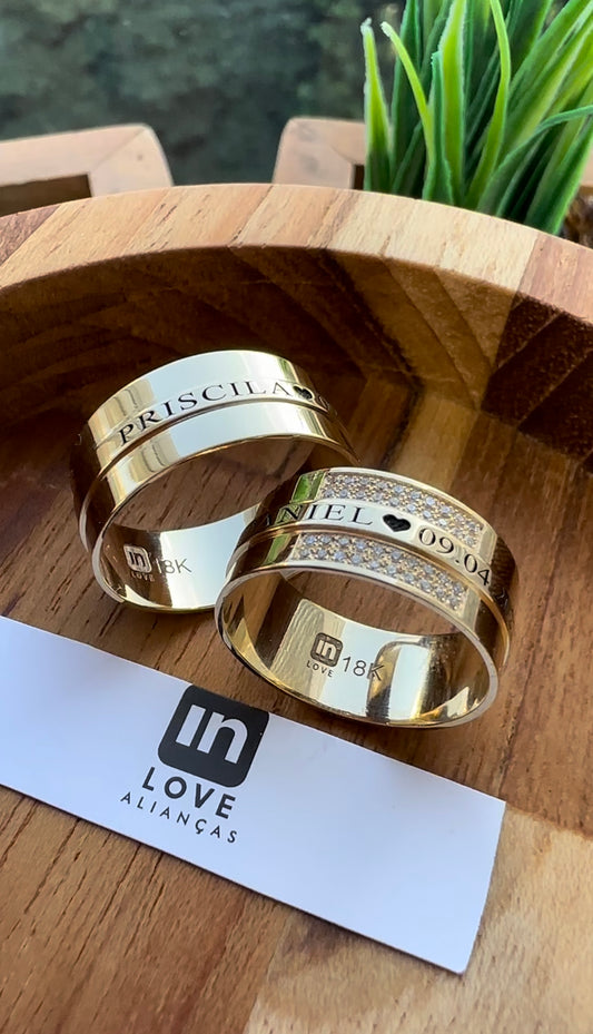 Alianças de Casamento em Ouro 18k - Modelo Par Perfeito | 8mm | 12x R$816,66