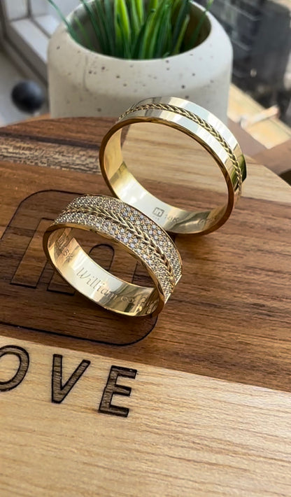 Alianças de Casamento em Ouro 18k - Modelo Trancinha | 6mm |12x R$640
