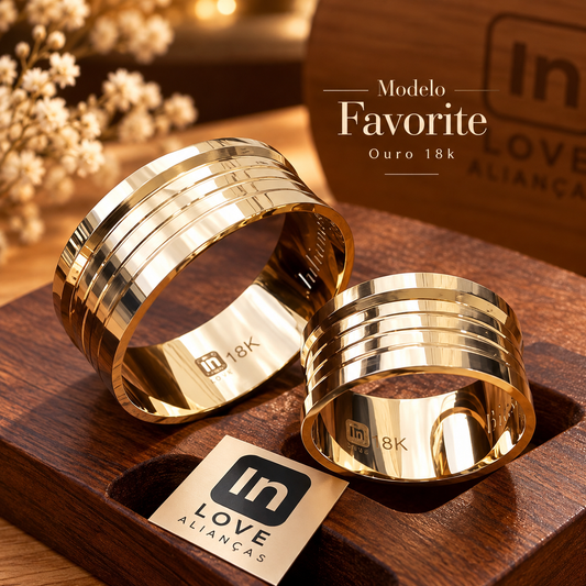Par de Alianças em Ouro 18k - Modelo Favorite | 9mm | 12x R$866.